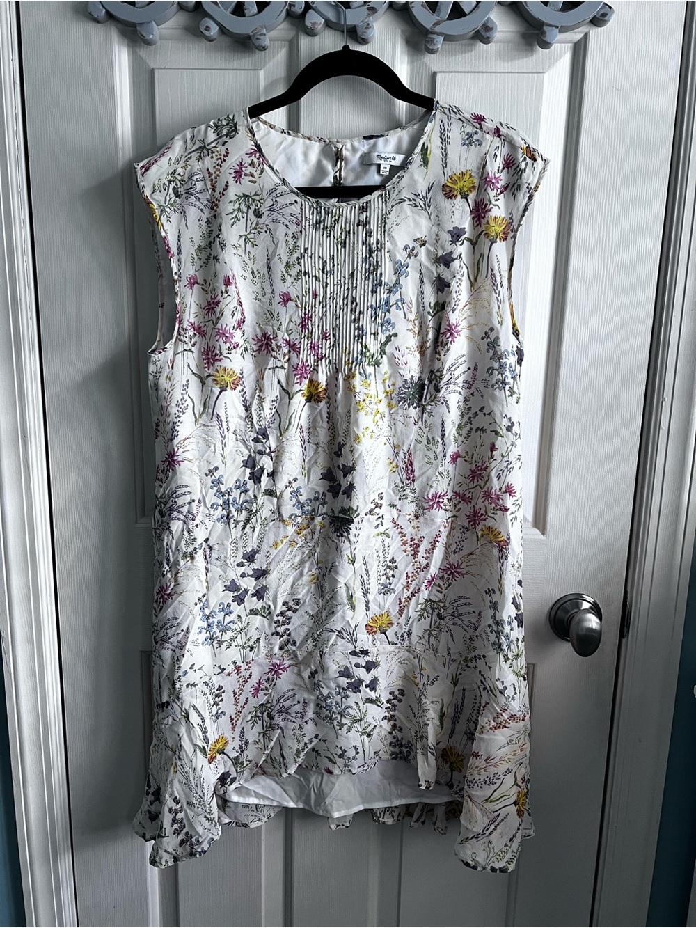 Madewell White Floral Pintuck Tunic